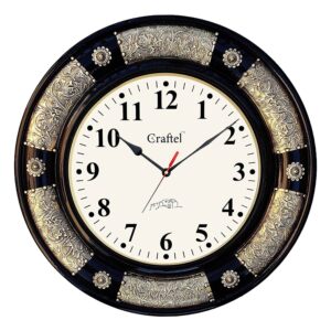 ANTIQUE BRASS FITTED BLACK POLISHED DECORATIVE WALL CLOCK
