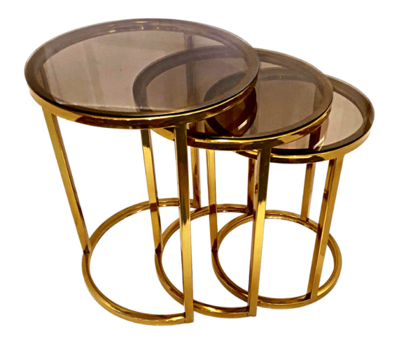 Round Nesting set 3 side Metal Table