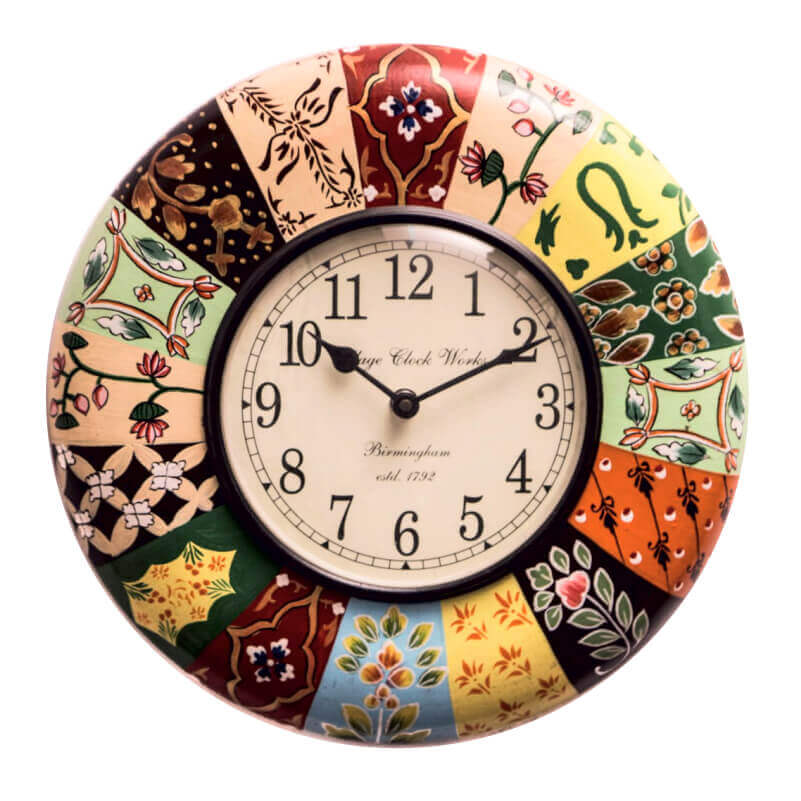 VINTAGE CLOCK WOODEN HAND PAINTED WALL CLOCK