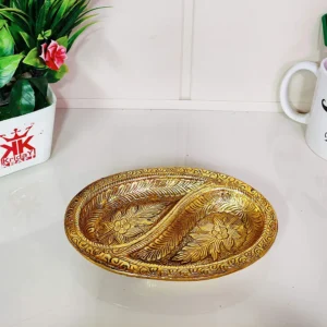 Metal Decorative Tray for Tableware,Dry Fruit Tray,Saunf Supari Candy,Dry Fruit and Sweets Serving Tray in Traditional Design Metal for Table Showpiece Decorative,Mouth Freshner Tray.